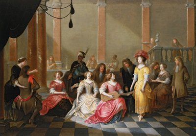 Elegante Gesellschaft bei Musik vor einem Bankett von Hieronymus Janssens